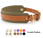 BioThane® Halsband zweifarbig, Hundehalsband breit, Windhundhalsband, in Magenta und Powder von vorne